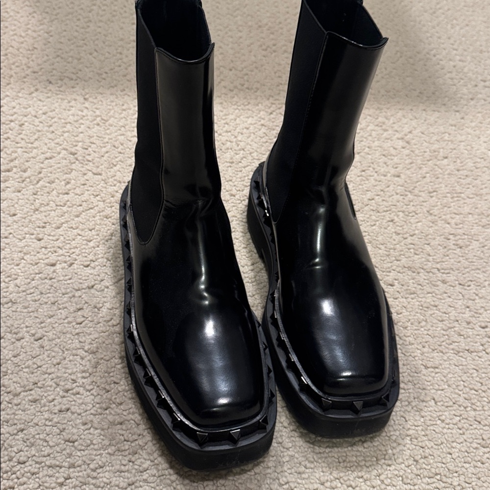 Black Patent Leather Ankle Boots